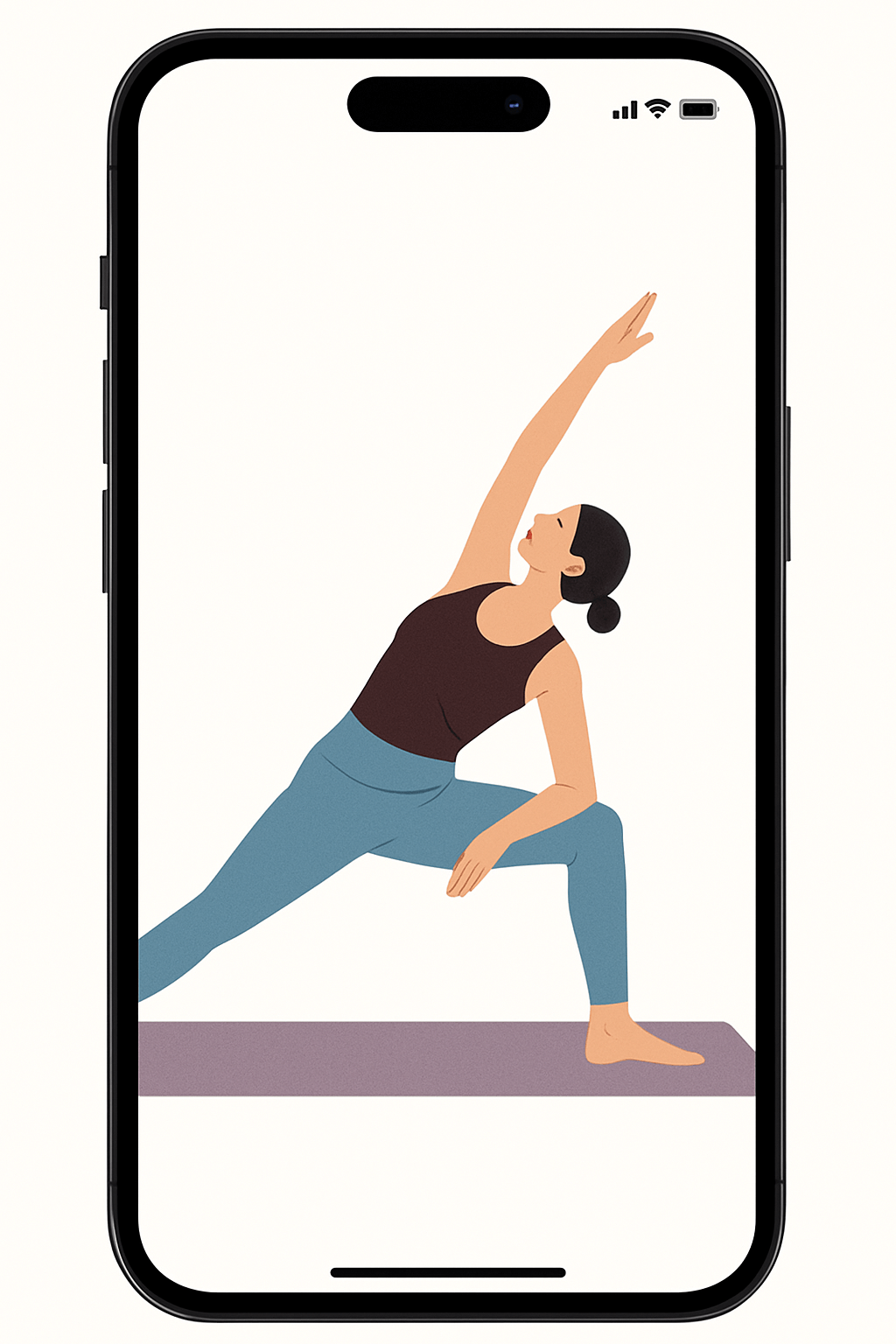 Mobile phone showing yoga pose